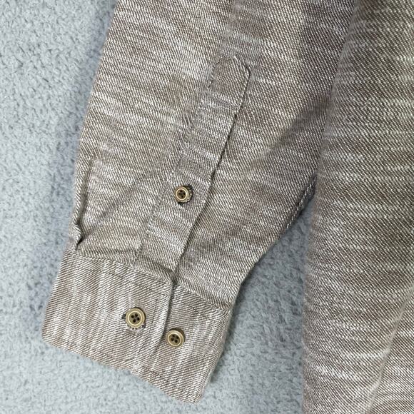 Solaris Mens XL Long‎ Sleeve Button Shirt Beige Cotton Casual Collared Top - Picture 7 of 9